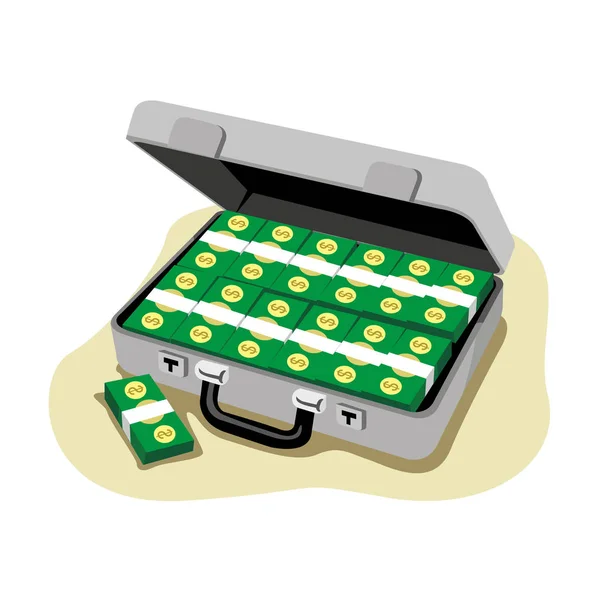 Illustration einer Geldkassette Banknoten — Stockvektor