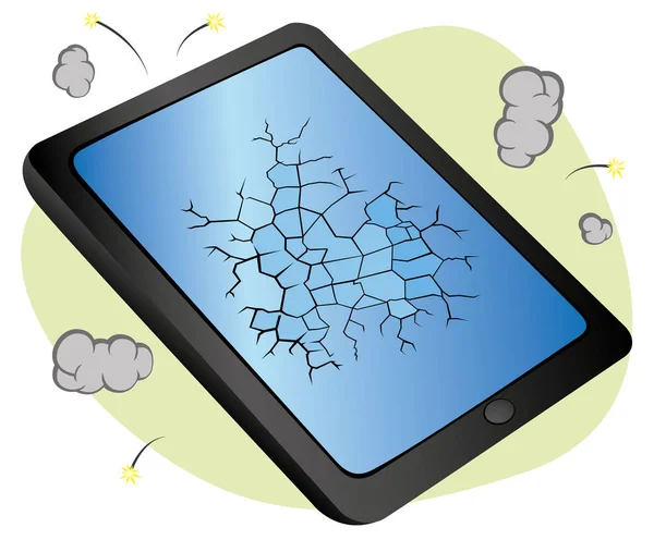 Illustrazione raffigura un dispositivo tablet che ha bisogno di assistenza tecnica — Vettoriale Stock