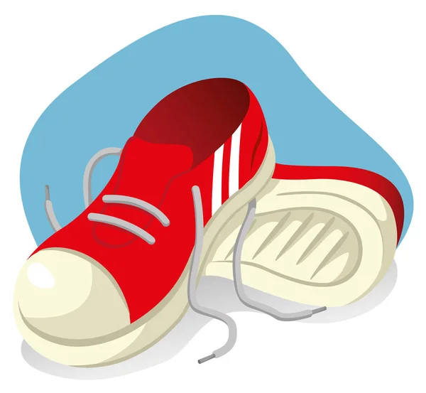Illustration représentant des chaussures rouges jouées — Image vectorielle