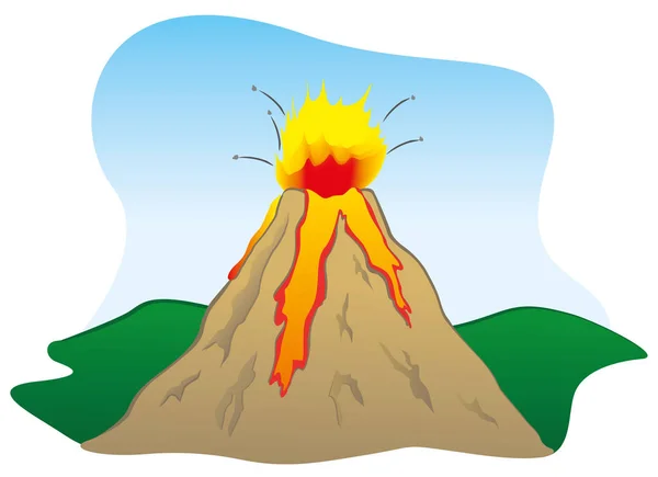 Ilustración de una catástrofe natural, la fuerza de la naturaleza un volcán en erupción. Ideal para materiales educativos e institucionales — Archivo Imágenes Vectoriales