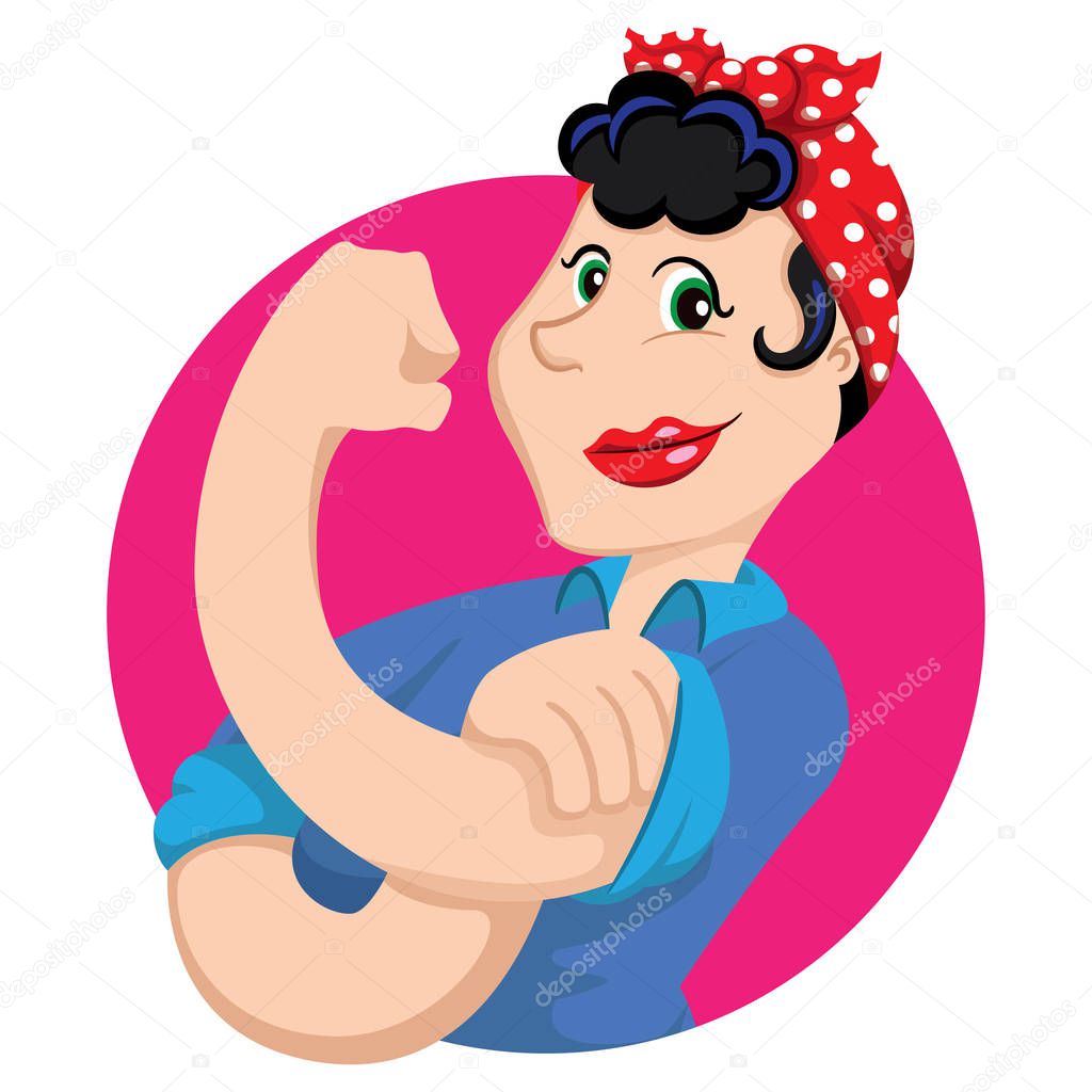 Female mascot Rose Rethinker of awareness of the rights and strength of women. Ideal for educational and informational materials