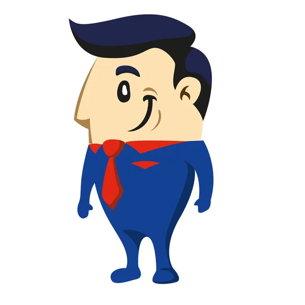 Ilustração de um personagem executivo em terno azul e gravata vermelha. Ideal para materiais de treinamento e apresentações —  Vetores de Stock
