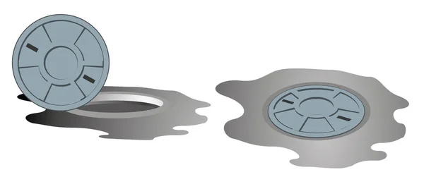Illustration de couvercle de trou d'homme, tuyaux d'égout. Idéal pour la formation et le matériel institutionnel — Image vectorielle