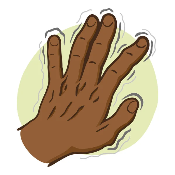 Close body part, hands shaking symptoms of, Parkinson's disease, cold or fear, afrodescendent. Ideal for educational and institutional and medical materials — Stock Vector