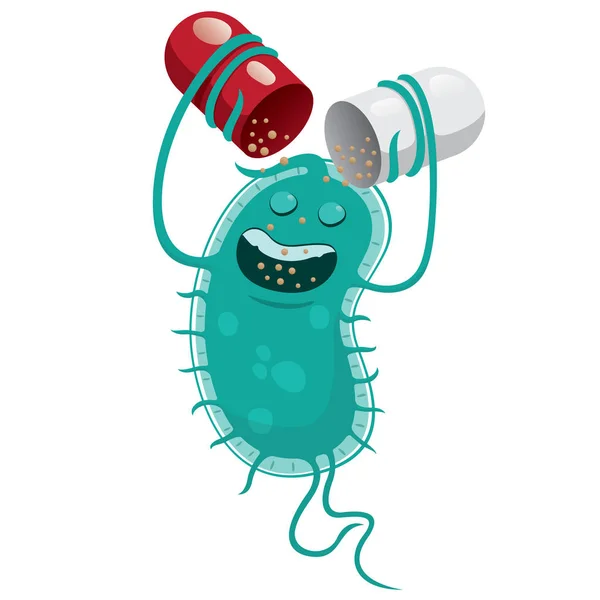 Διάγραμμα απεικονίζει ένα σούπερ bug ένας μικροοργανισμός, ανθεκτικών στα φάρμακα ή αντιβιοτικά. Ιδανικός για ενημερωτικούς και φαρμακευτικά υλικά — Διανυσματικό Αρχείο