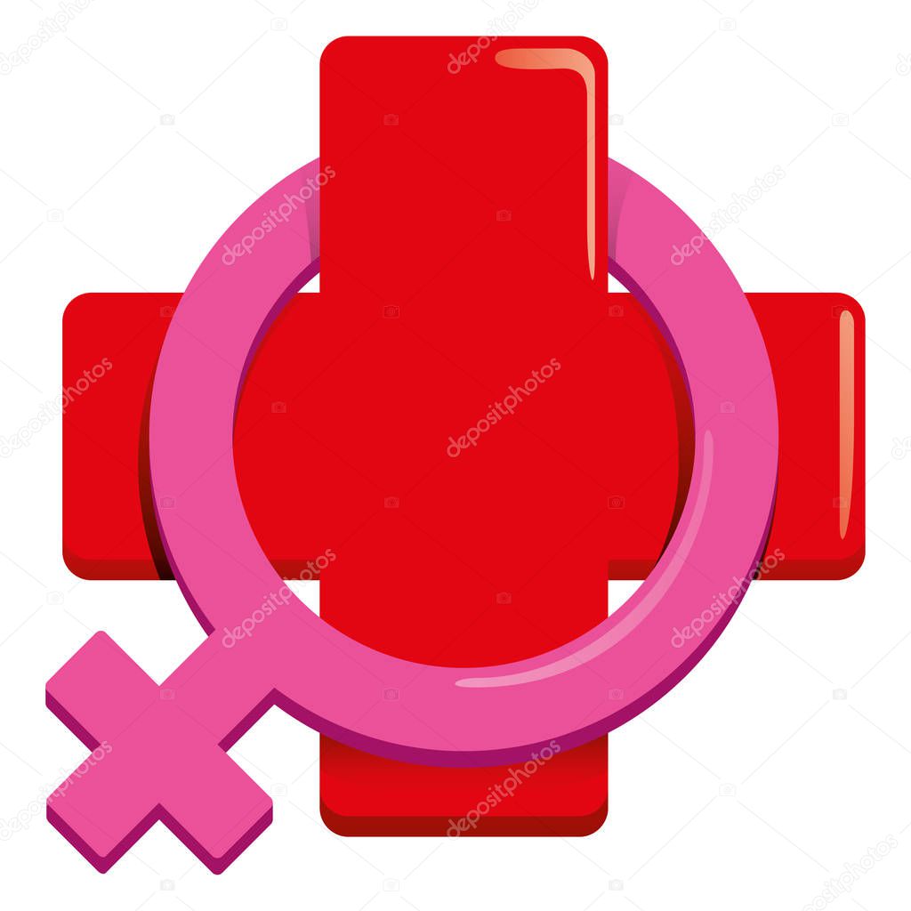 Icon representing female health, hospital or pharmacy. Ideal for medical and institutional materials