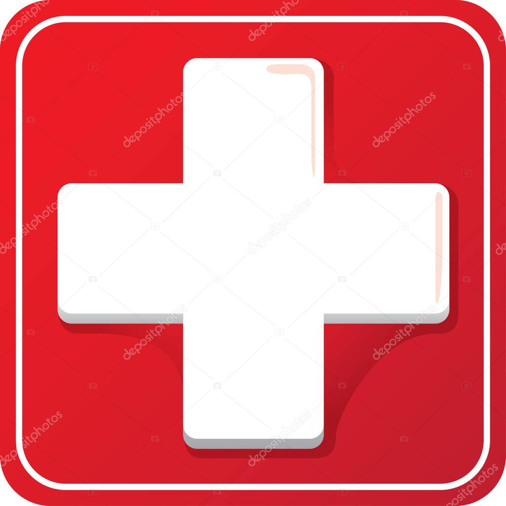 Icon representing cross health, hospital or pharmacy. Ideal for medical and institutional materials