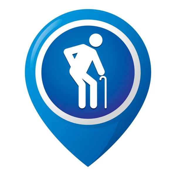Ícone que representa a localização de um idoso, acesso especial ou lar de idosos. Ideal para idosos informativos e institucionais —  Vetores de Stock