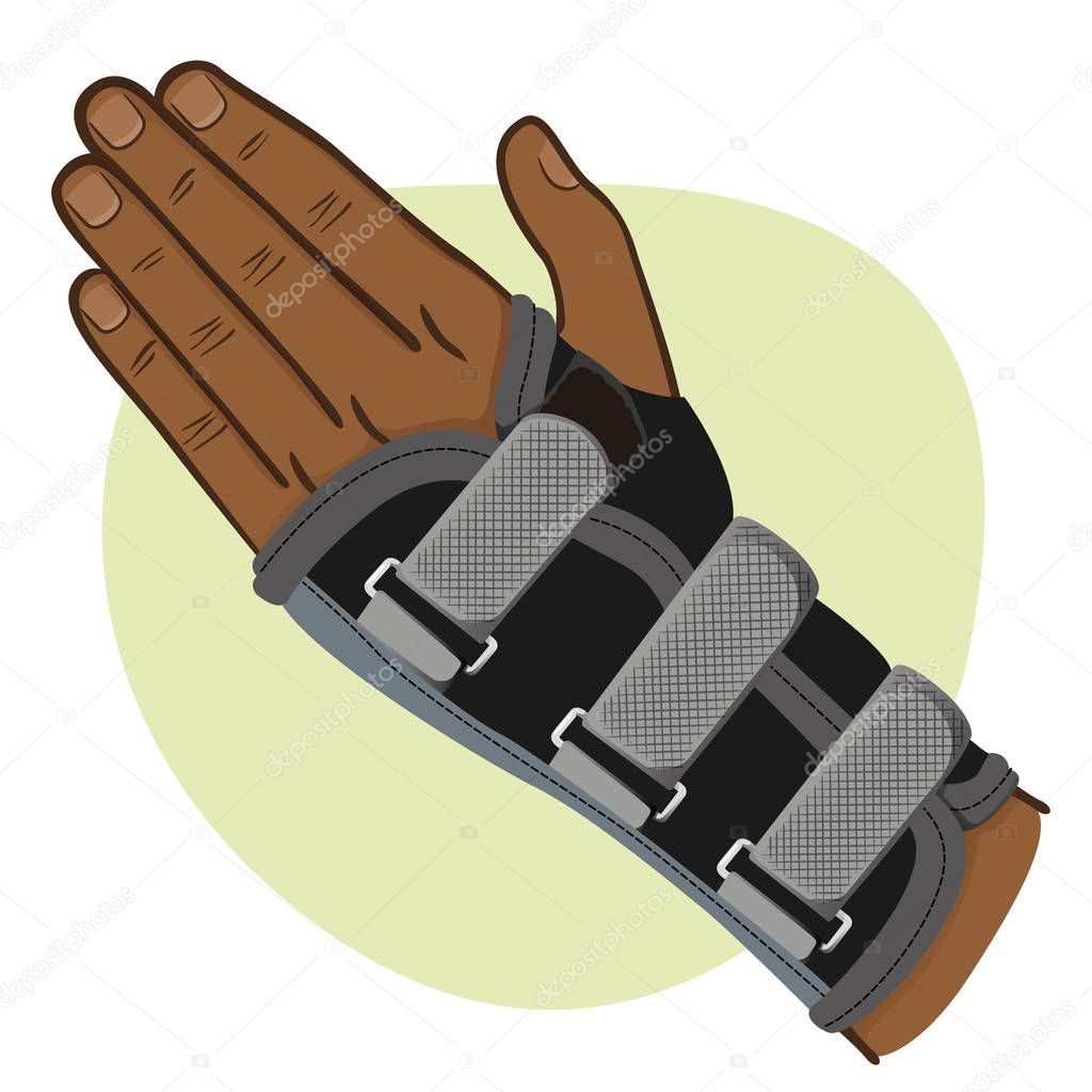 Illustration depicts a wrist hand, tendonitis, afrodescendent. Ideal for training and institutional materials