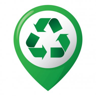 Koni localizao de reciclagem 'i temsil ediyor, Verde. İdeal para catlogos, informativos e guias de reciclagem.