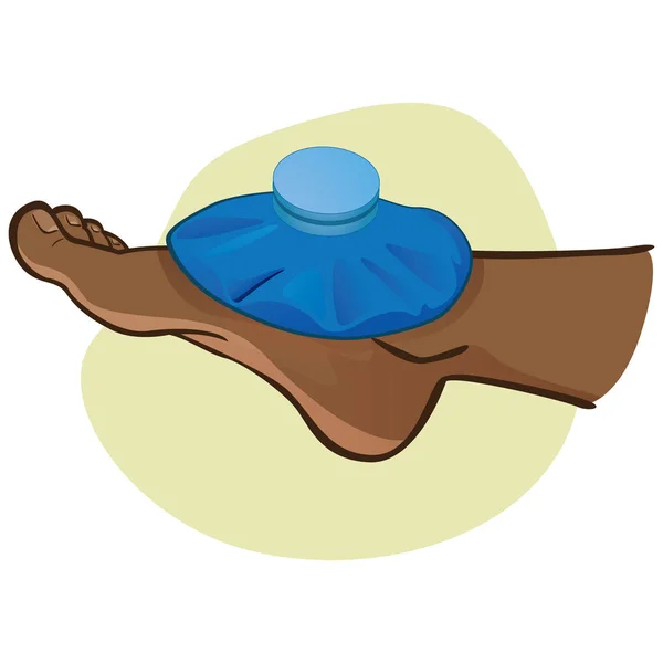 Illustration du secouriste afro descendant, pied avec sac thermique, vue latérale. Idéal pour catalogues, guides d'information et de médecine — Image vectorielle