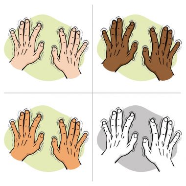Close body part, pair of hands shaking symptoms of, Parkinson's disease, cold or fear, ethnic. Ideal for educational and institutional and medical materials clipart