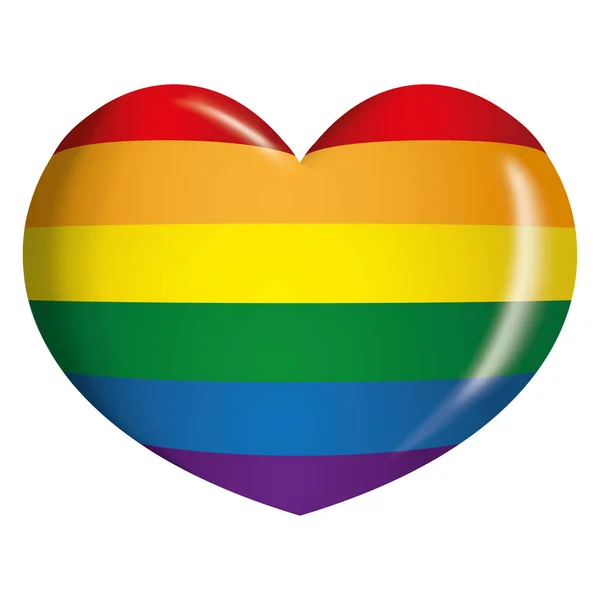 Ikon Eller Symbol För Regnbåge Hjärta Hbt Gay Flagga Idealisk — Stock vektor