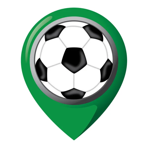 Icono Que Representa Ubicación Con Pelota Fútbol Lugar Juegos Equipos — Vector de stock