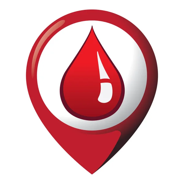 血寄付の場所のドロップ場所を表すアイコン 制度的材料のカタログに最適 — ストックベクタ