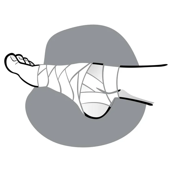 Ілюстрація Першої Допомоги Людина Пов Язаними Ногами Вид Збоку Чорно — стоковий вектор