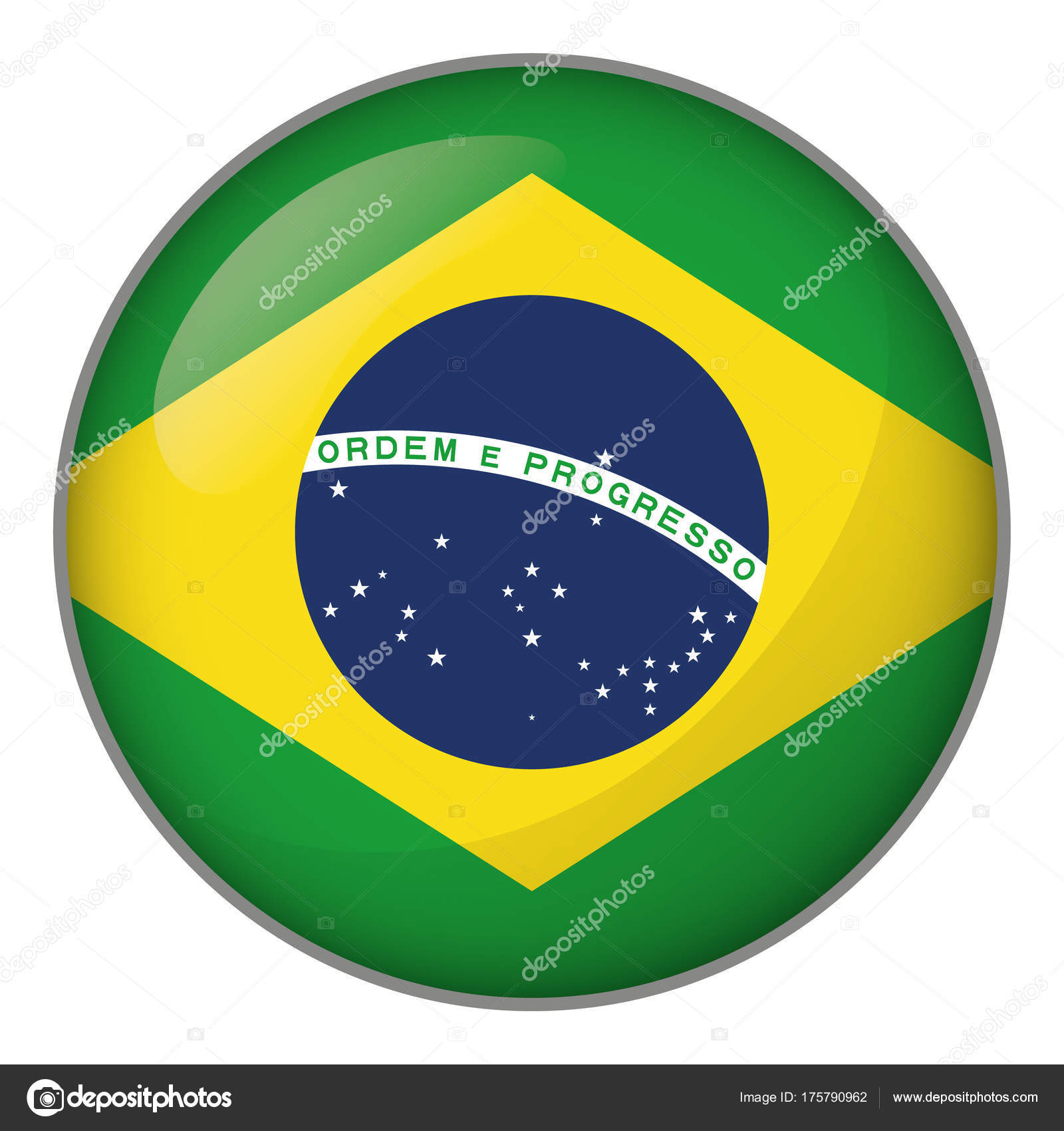 ブラジル国旗ボタンを表すアイコン 制度的材料と地理のカタログに最適 — ストックベクター ©Lcosmo 175790962