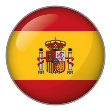 İspanya bayrağı düğmesini gösteren simge. Kurumsal malzemeleri ve Coğrafya kataloglar için idealdir