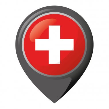 İsviçre bayrağı ile konumunun PIN gösteren simge. Kurumsal malzemeleri ve Coğrafya kataloglar için idealdir