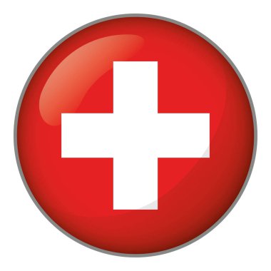 İsviçre bayrağı düğmesini gösteren simge. Kurumsal malzemeleri ve Coğrafya kataloglar için idealdir