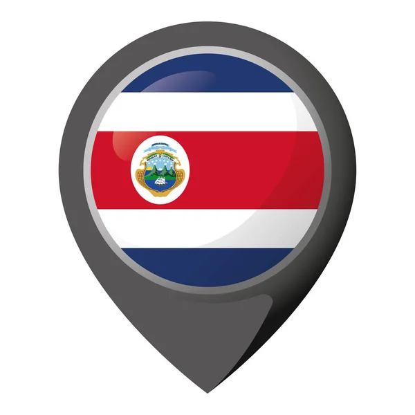Ikona Představující Umístění Pin Vlajkou Kostariky Ideální Pro Katalogy Institucionální — Stockový vektor