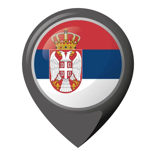 セルビアの旗との場所のピンを表すアイコン 制度的材料と地理のカタログに最適 — ストックベクタ