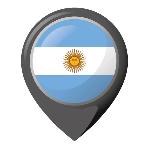 图标代表位置的 Pin 与阿根廷的国旗 理想的机构材料和地理目录 — 图库矢量图片