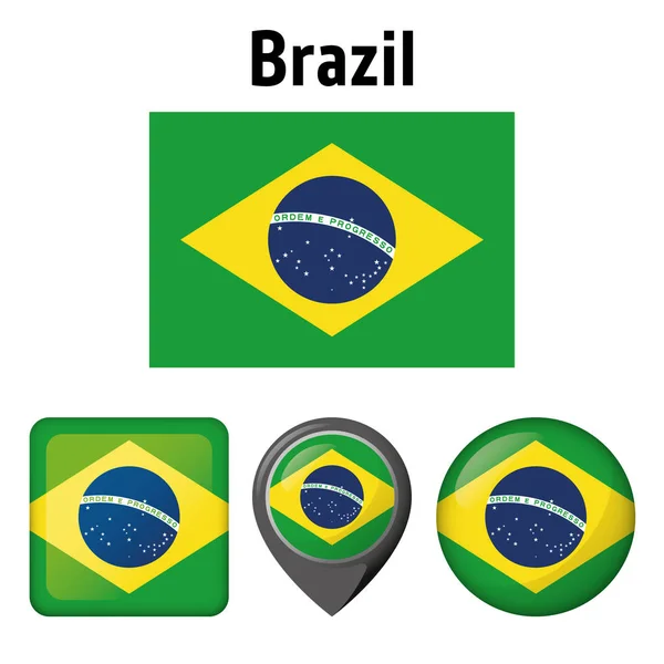 Illustration Flag Brazil Several Icons Ideal Catalogs Institutional Materials Geography — Stock Vector