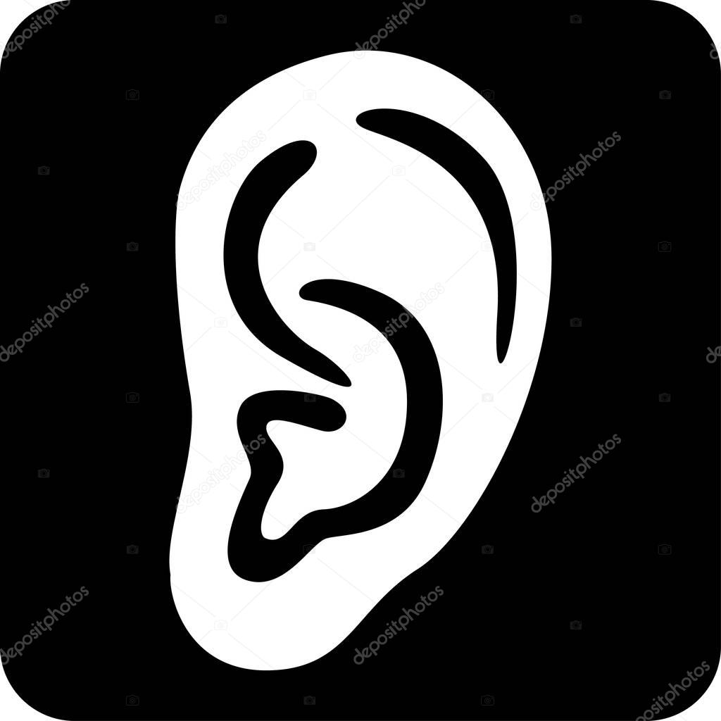Illustration of an icon representing human ear. outer ear Ideal for educational and health materials