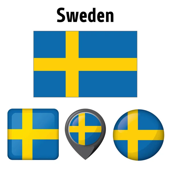 Illustration Flag Sweden Various Icons Ideal Catalogs Institutional Materials Geography — Stock Vector