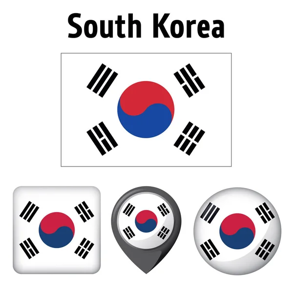 Illustration Flag South Korea Various Icons Ideal Catalogs Institutional Materials — Stock Vector