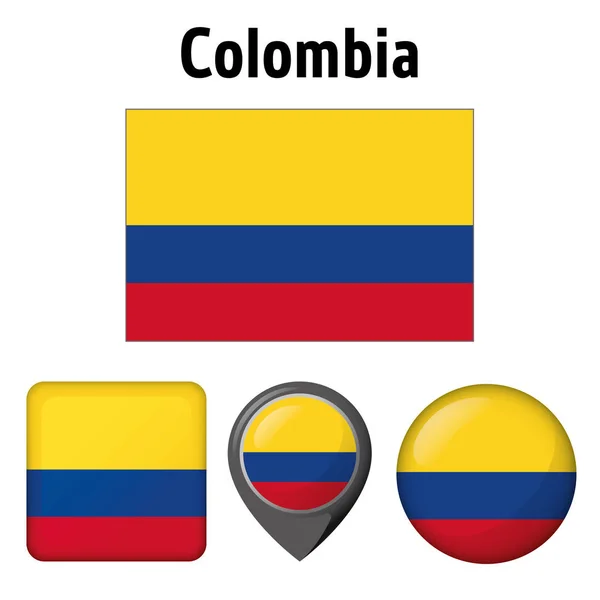 Bandera Ilustración Colombia Varios Iconos Ideal Para Catálogos Materiales Institucionales — Archivo Imágenes Vectoriales