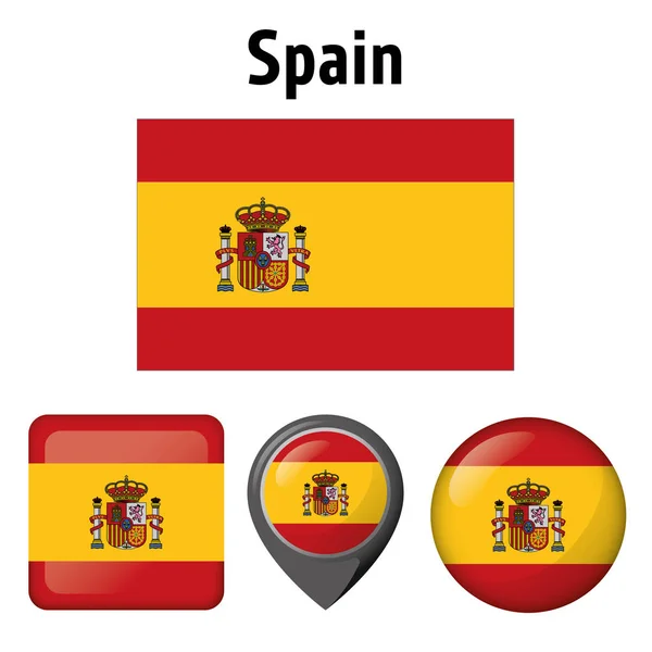 Illustration Flagge Von Spanien Und Verschiedene Symbole Ideal Für Kataloge — Stockvektor