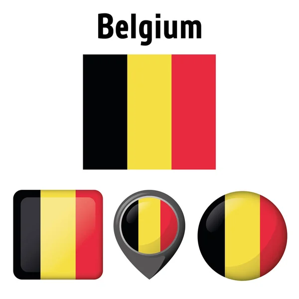 Illustrazione Bandiera Del Belgio Diverse Icone Ideale Cataloghi Materiali Istituzionali — Vettoriale Stock
