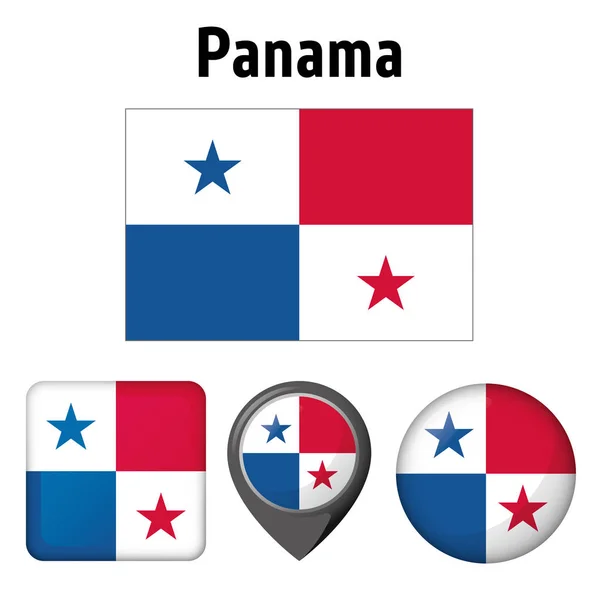 Illustrazione Bandiera Panama Varie Icone Ideale Cataloghi Materiali Istituzionali Geografia — Vettoriale Stock