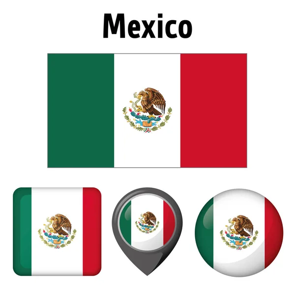 Illustration Flagge Von Mexiko Und Mehrere Symbole Ideal Für Kataloge — Stockvektor