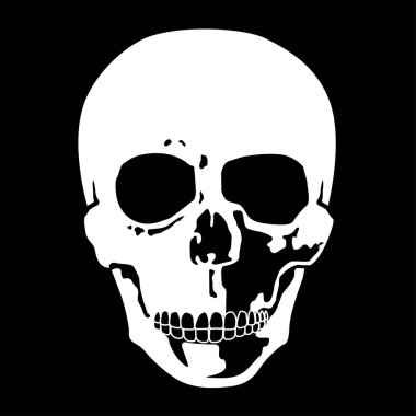 Bir kafatası baş frontal, eczacılık silüeti Illustration. Kataloglar ve kurumsal bilgi için idealdir