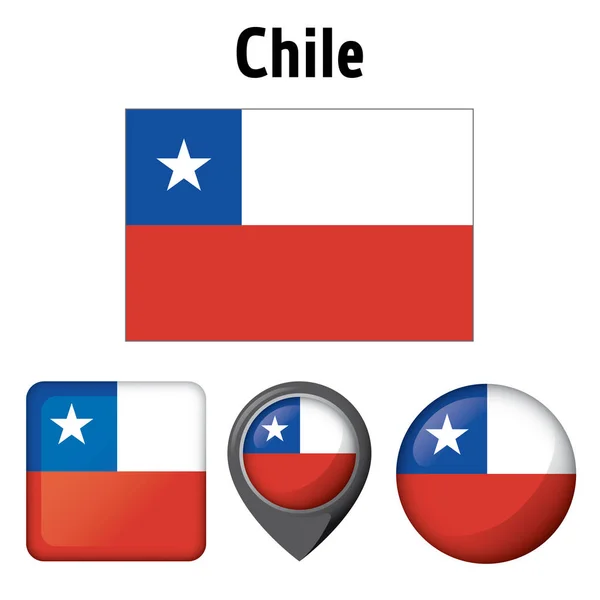 Flaga Chile Ilustracji Kilka Ikon Idealny Wykazów Materiałów Instytucjonalnych Geografia — Wektor stockowy