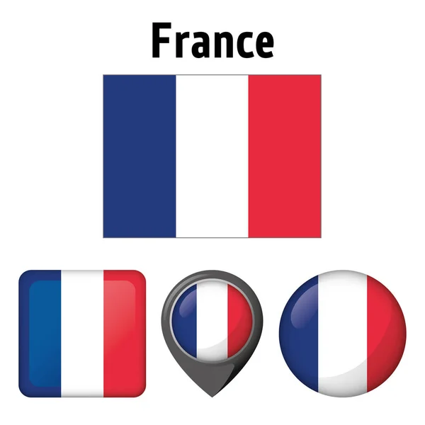 Illustrazione Bandiera Francia Diverse Icone Ideale Cataloghi Materiali Istituzionali Geografia — Vettoriale Stock