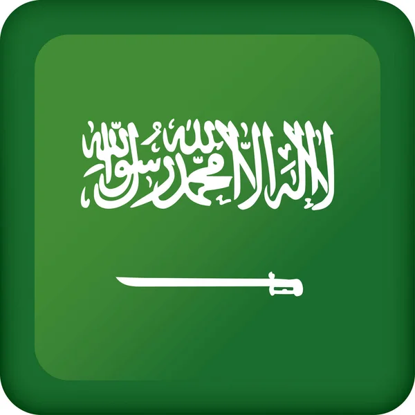 Ikona Reprezentująca Kwadratowy Przycisk Flaga Arabii Saudyjskiej Idealny Wykazów Materiałów — Wektor stockowy