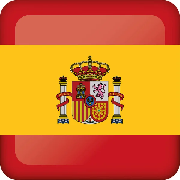 Ícone Representando Espanha Botão Quadrado Ideal Para Catálogos Materiais Institucionais — Vetor de Stock