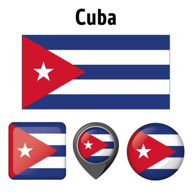 Küba ve çeşitli simgeler çizimi bayrak. Kurumsal malzemeleri ve Coğrafya kataloglar için idealdir