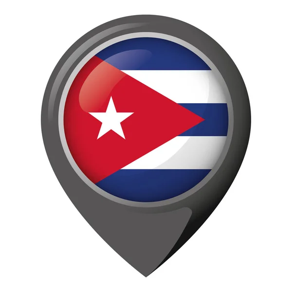 Icona Raffigurante Posizione Pin Con Bandiera Cuba Ideale Cataloghi Materiali — Vettoriale Stock