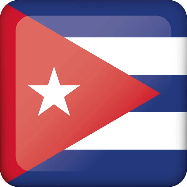 Εικονίδιο Που Αντιπροσωπεύει Την Κούβα Τετράγωνο Κουμπί Σημαίας Ιδανικό Για — Διανυσματικό Αρχείο