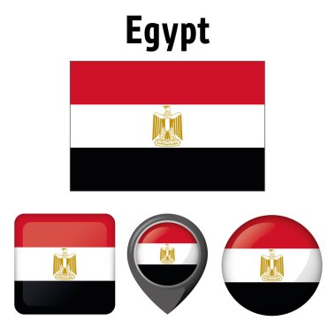 Mısır ve çeşitli simgeler çizimi bayrak. Kurumsal malzemeleri ve Coğrafya kataloglar için idealdir