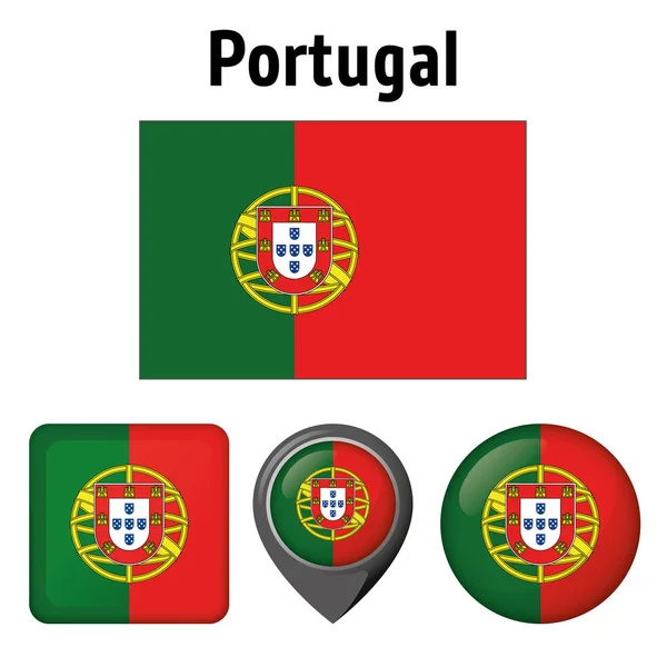 Flag Illustration Portugal Several Icons Ideal Catalogs Institutional Materials Geography — Stock Vector