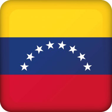 Venezuela bayrağı kare düğmesini gösteren simge. Kurumsal malzemeleri ve Coğrafya kataloglar için idealdir
