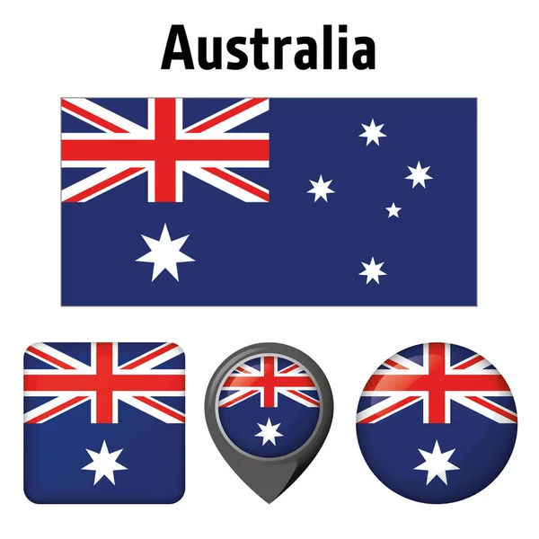 Illustrazione Della Bandiera Dell Australia Diverse Icone Ideale Cataloghi Materiali — Vettoriale Stock