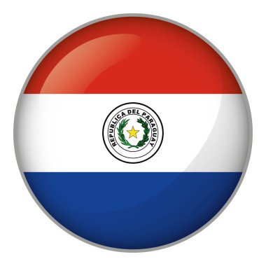 Paraguay bayrağı yuvarlak düğmesini gösteren simge. Kurumsal malzemeleri ve Coğrafya kataloglar için idealdir