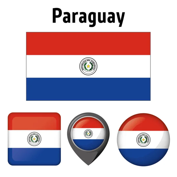 Bandeira Ilustração Paraguai Vários Ícones Ideal Para Catálogos Materiais Institucionais — Vetor de Stock